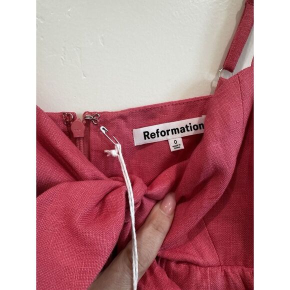 Reformation | Ryland linen mini dress | in snap dragon pink | Size 0 - Picture 5 of 12
